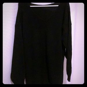 Black boohoo mini sweater dress